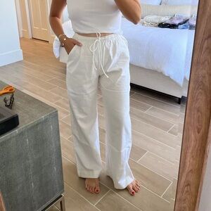 Abercrombie & Fitch Linen-Blend Pull-On Wide Leg Pant Size Medium